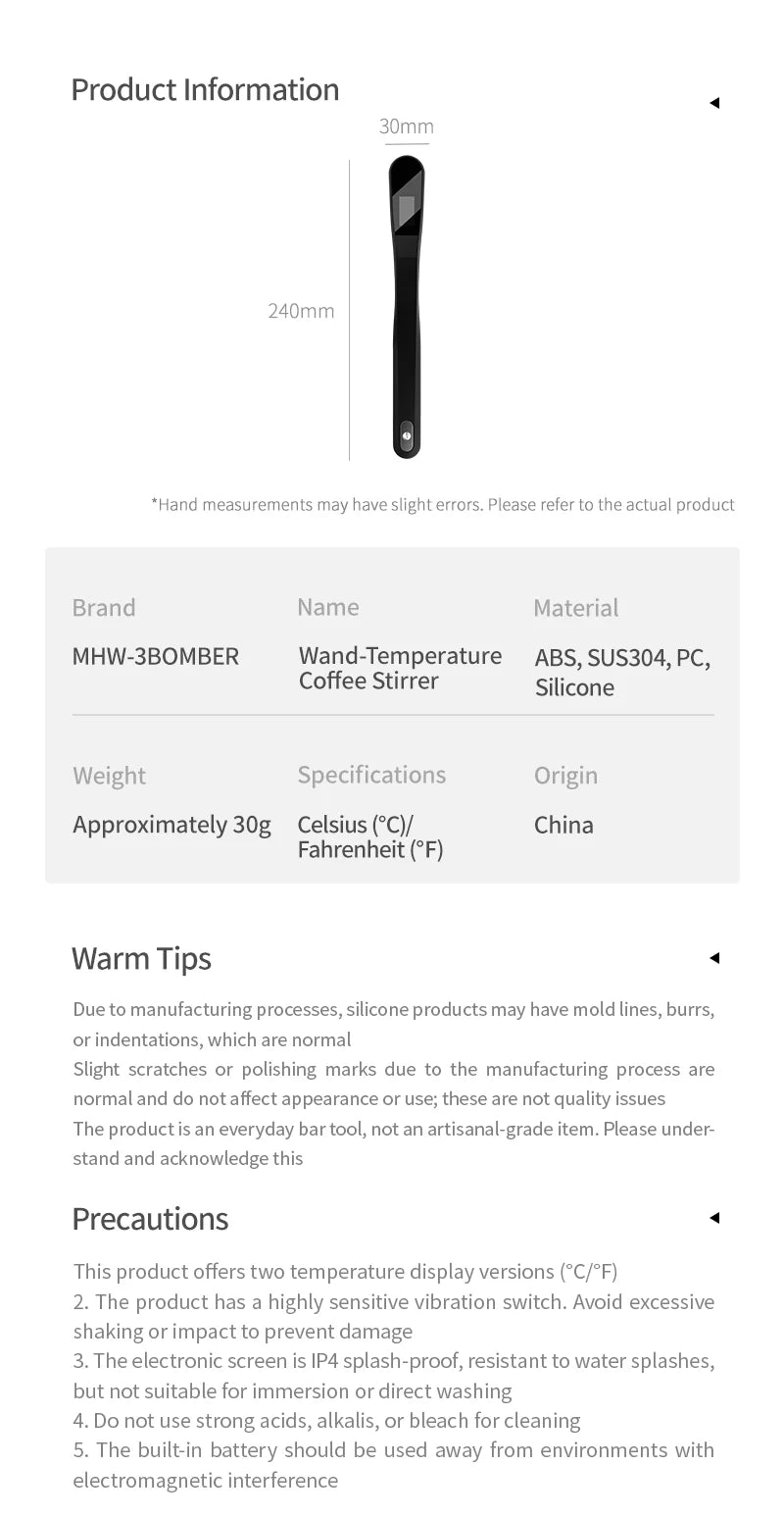 MHW-3BOMBER WAND-TEMPERATURE COFFEE STIRRER