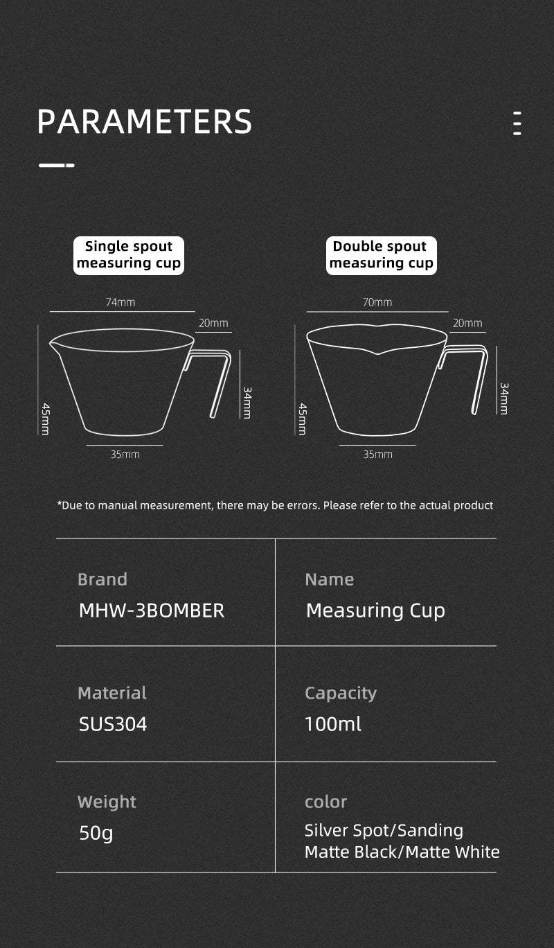 MHW-3BOMBER ESPRESSO MEASURING CUP SINGLE SPOUT