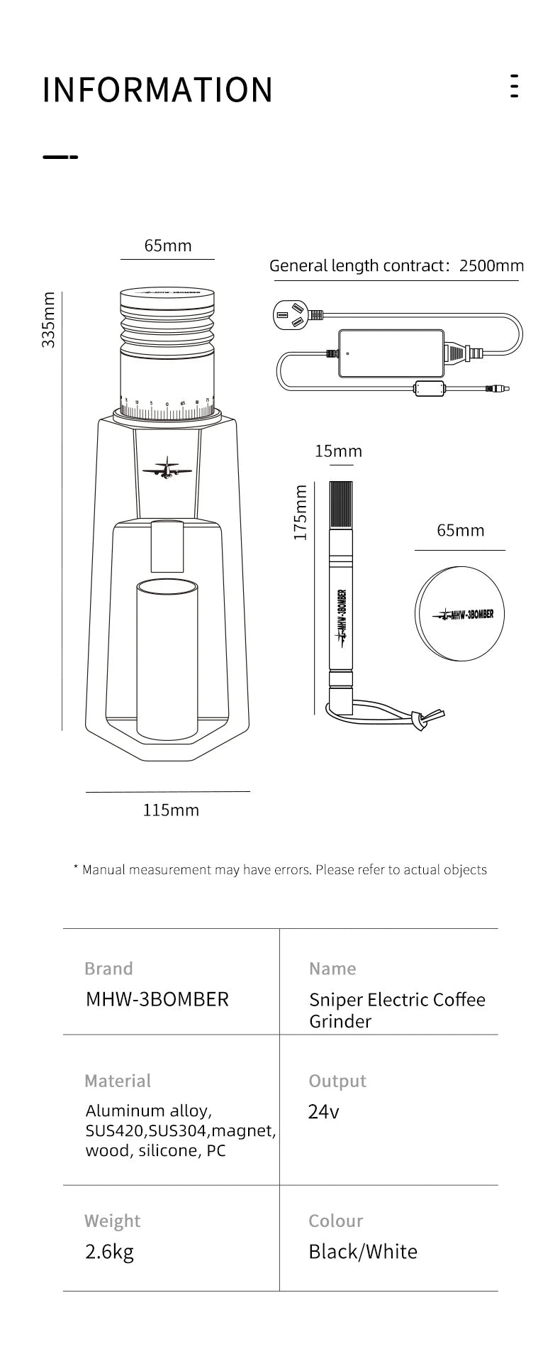 MHW-3BOMBER SNIPER ELECTRIC COFFEE GRINDER